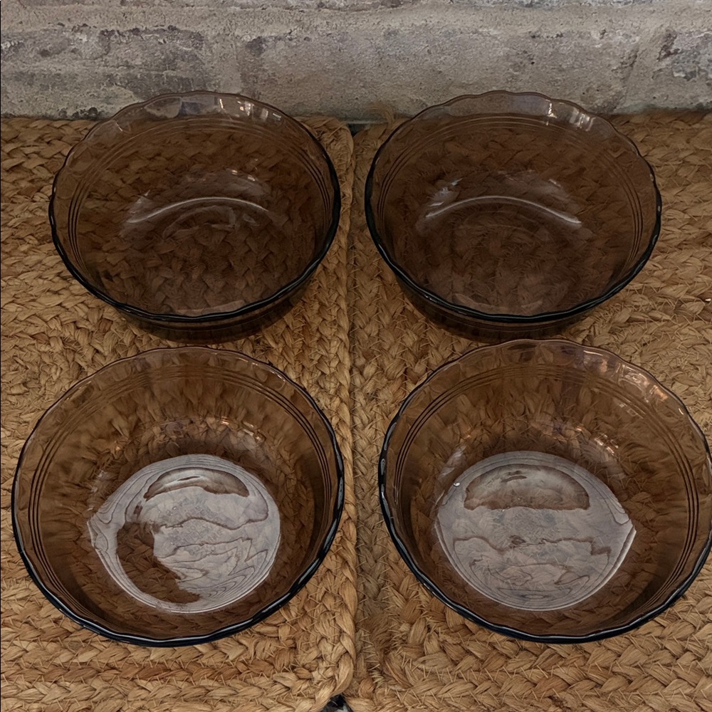 Pyrex Amber Glass Vintage Teardrop Cereal Bowls Lot of 4
